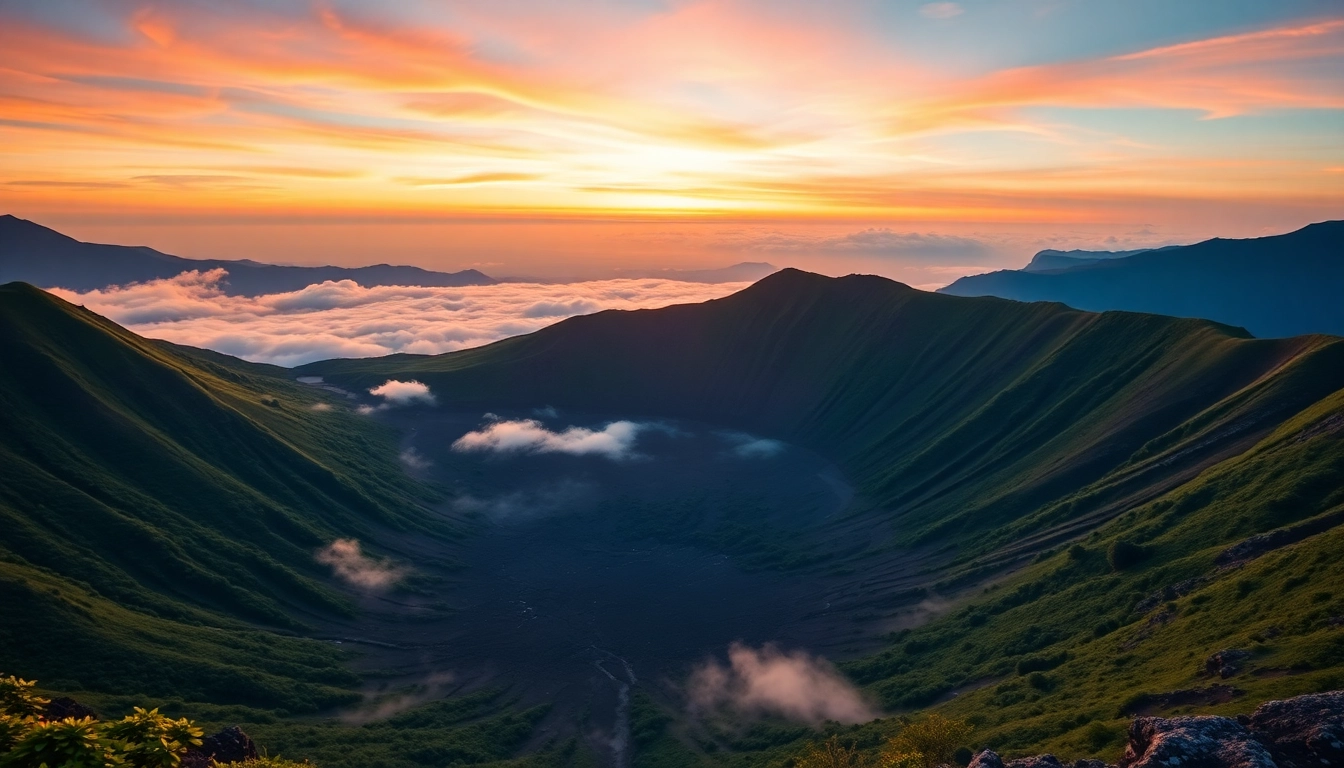 Hiking journey on Mount Rinjani showcasing its rugged volcanic landscape and lush surroundings for adventurers and nature lovers.